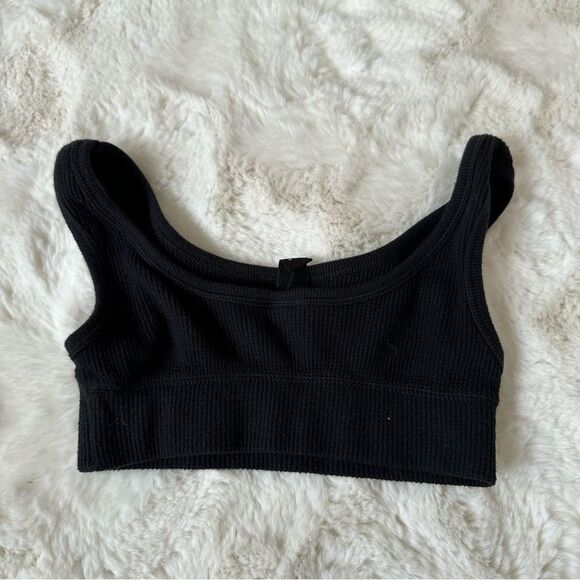 SKIMS waffle scoop bra in onyx black size xs - Picture 4 of 9